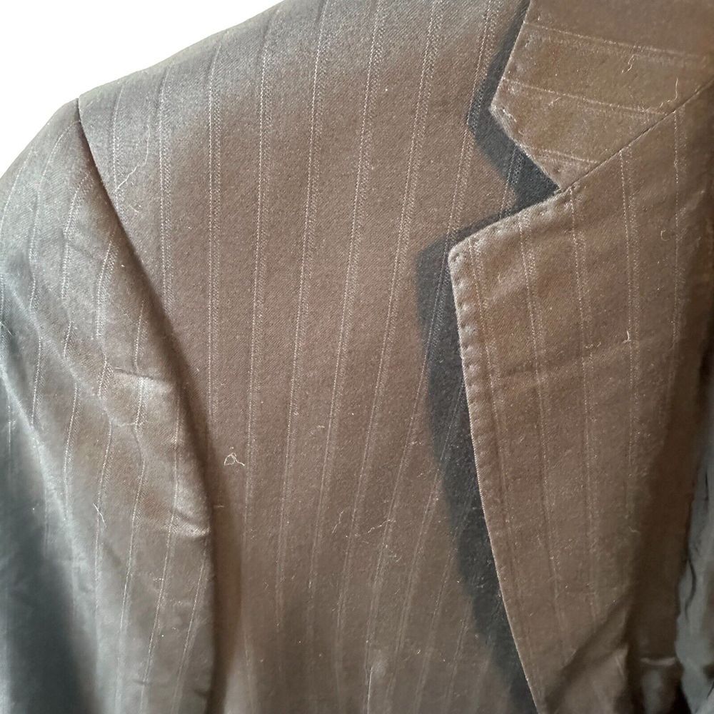 Ermenegildo Zegna Men's 46L Black Wool Silk Striped Dual‎ Vent Italy Suit Jacket